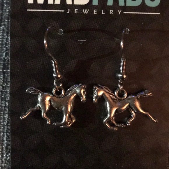 Silver Horse Drop Earrings - Picture 3 of 3